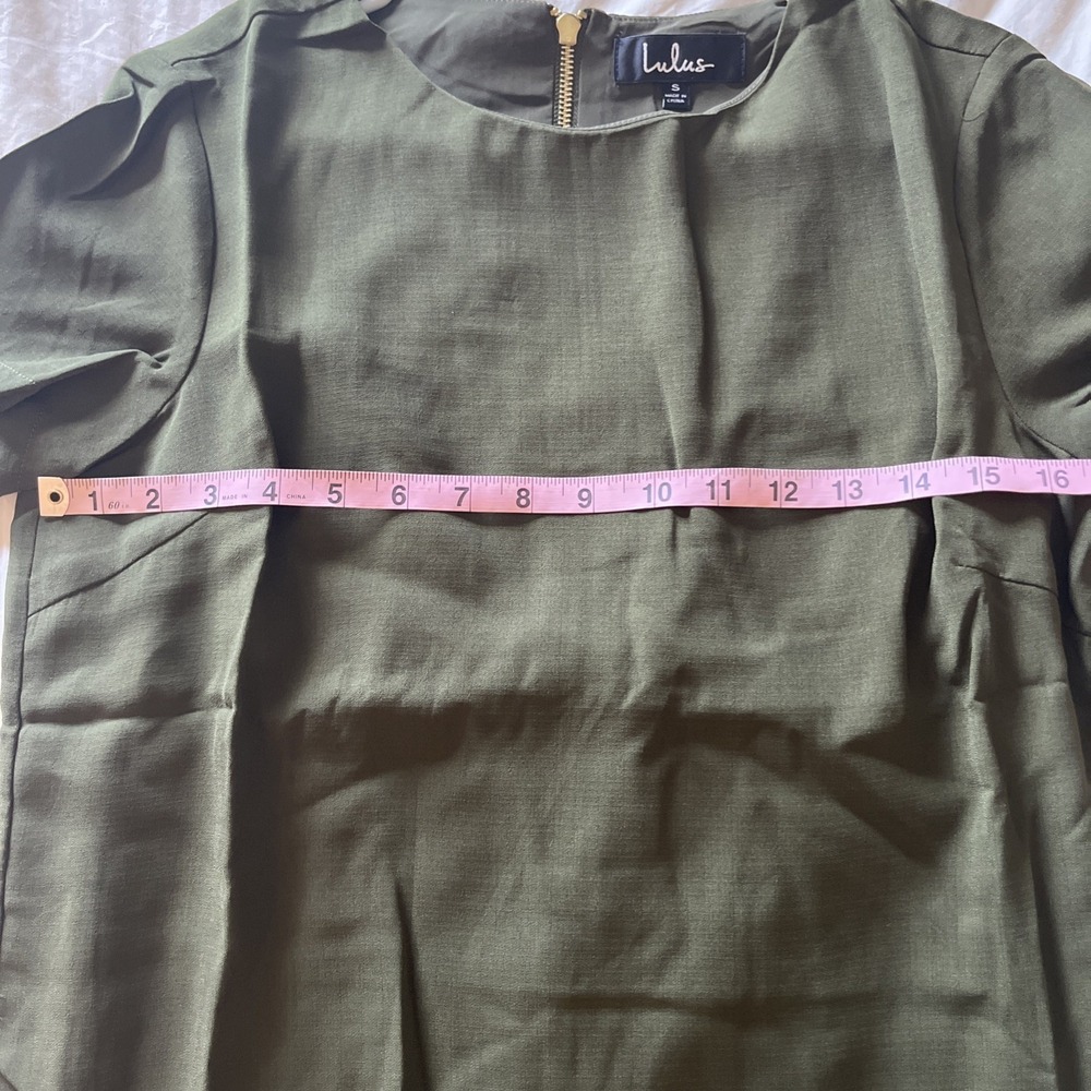 Lulus Shift and Shout Dress Olive Green Size  Small Short Sleeve Back Zip NEW - Picture 6 of 8